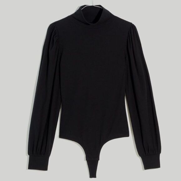 Madewell Ribbed Puff Sleeve Turtleneck Bodysuit - Picture 1 of 8